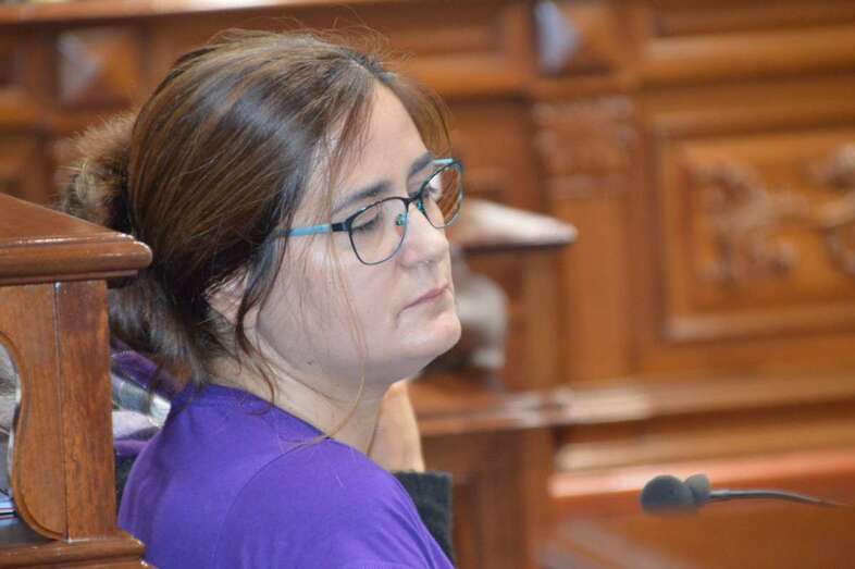 Todos los grupos secundaron la propuesta de Unidas Podemos. En la foto, la edila morada Esther González (Foto TA)